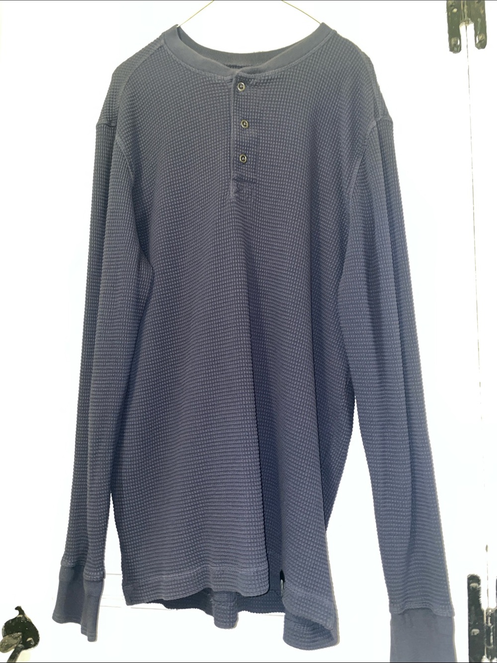 American Giant Men's Long-Sleeve Waffle Henley Shirt - navy blue
